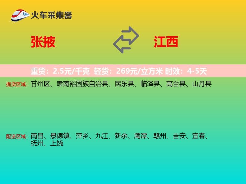 张掖到江西物流专线