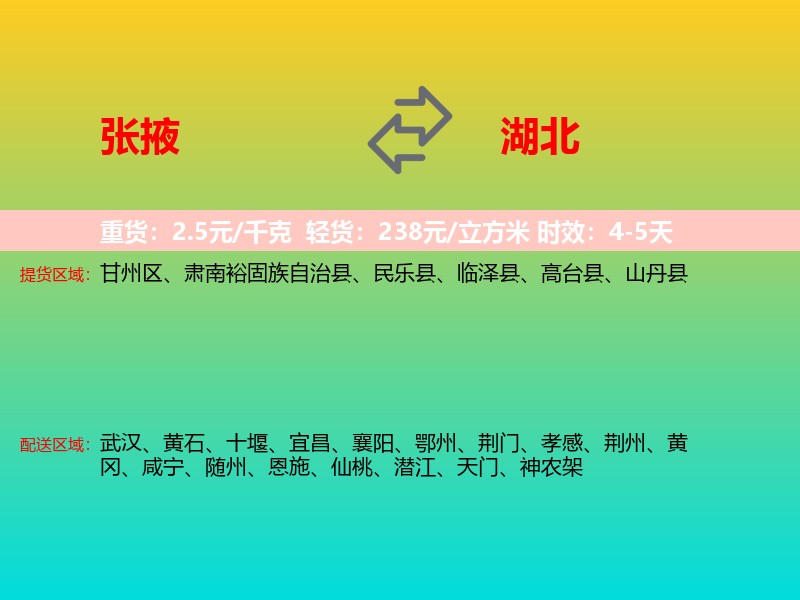 张掖到湖北长途搬家