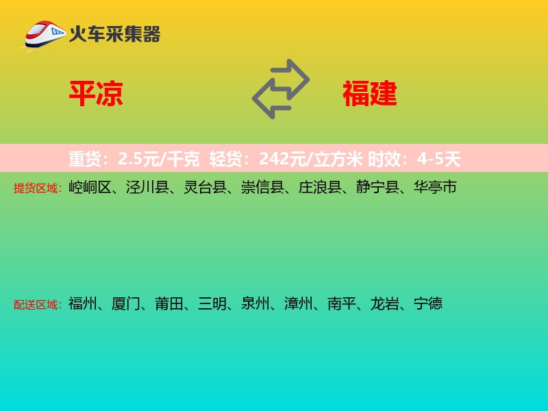 平凉到福建长途搬家