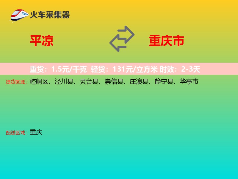 平凉到重庆市轿车托运