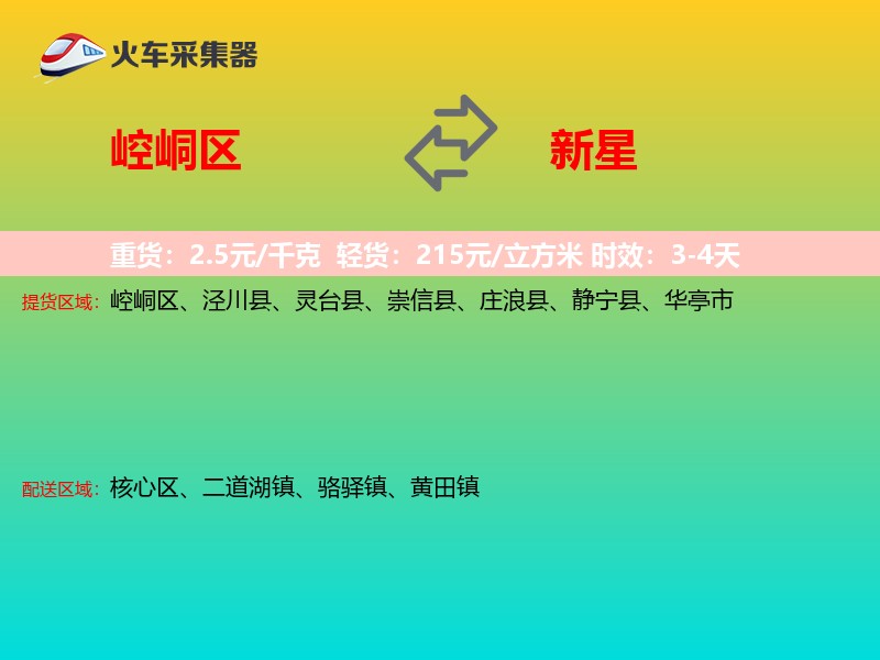 崆峒区到新星物流专线