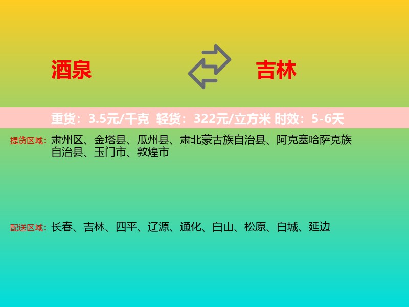 酒泉到吉林长途搬家