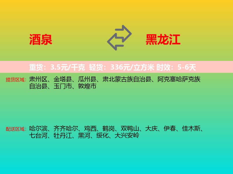 酒泉到黑龙江长途搬家