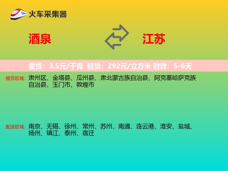 酒泉到江苏长途搬家