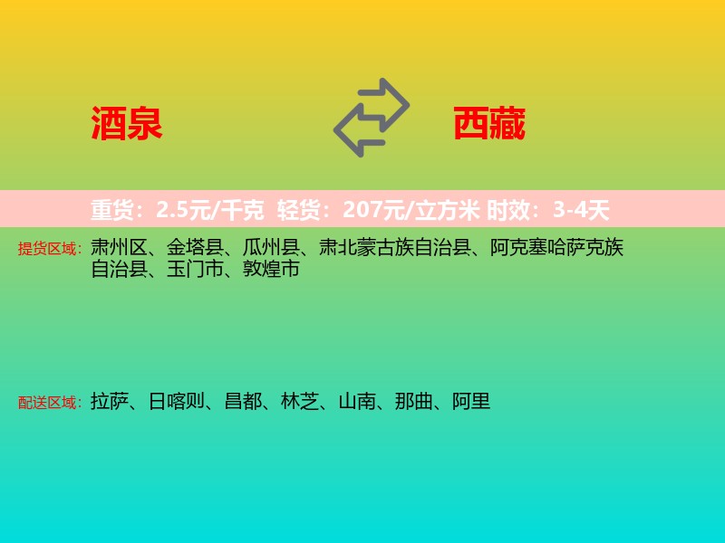 酒泉到西藏长途搬家
