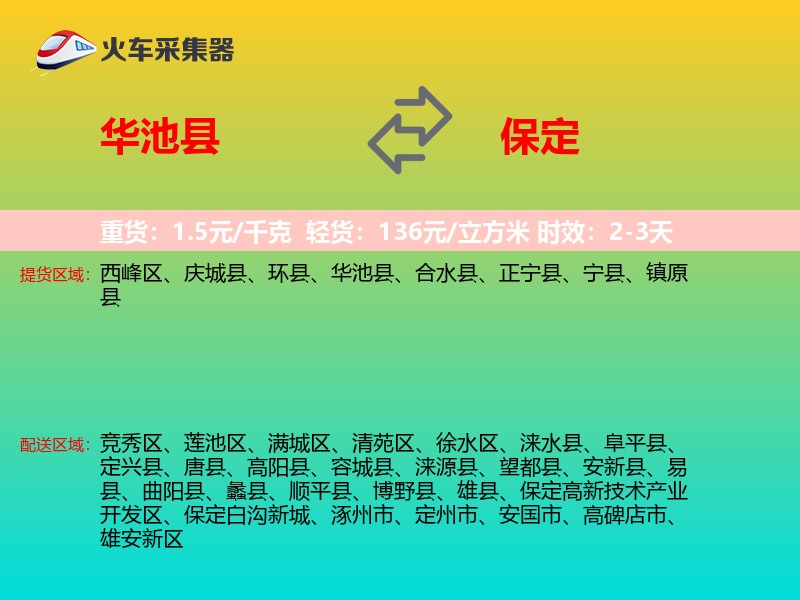 华池县到保定物流专线