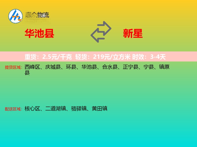 华池县到新星物流专线