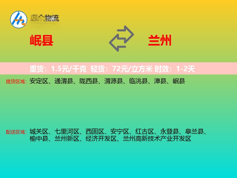 岷县到兰州物流专线