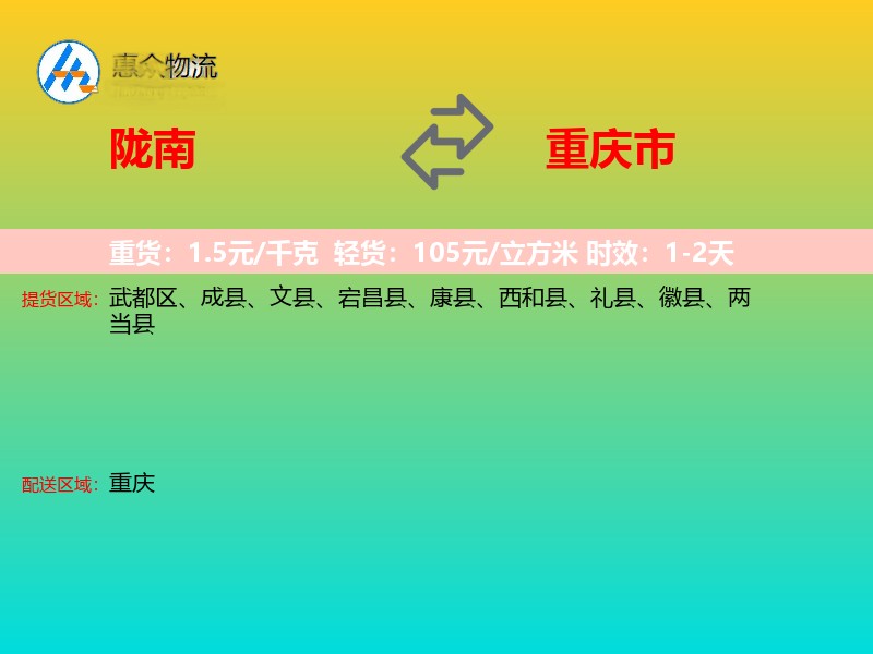 陇南到重庆市长途搬家
