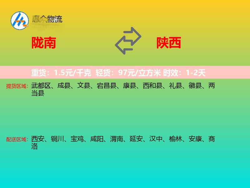 陇南到陕西长途搬家