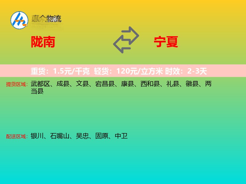 陇南到宁夏长途搬家
