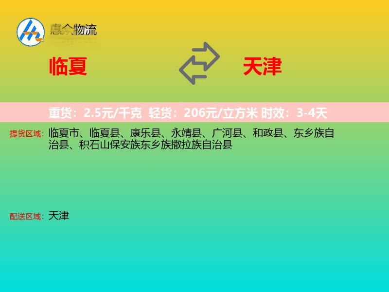 临夏到天津物流专线