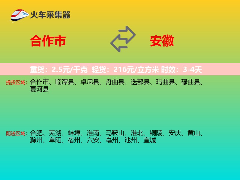 合作市到安徽轿车托运