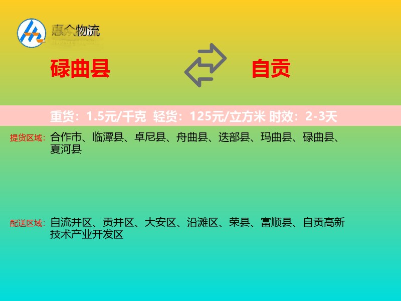 碌曲县到自贡物流专线