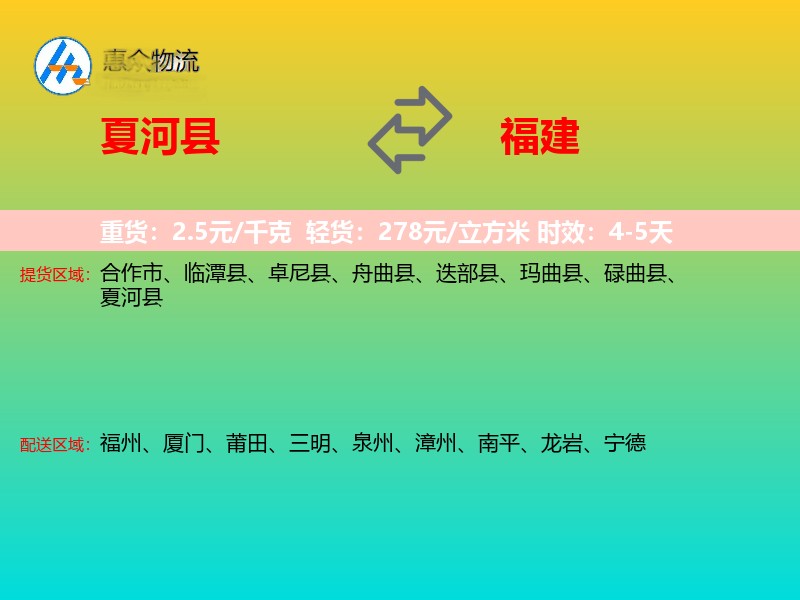 夏河县到福建长途搬家