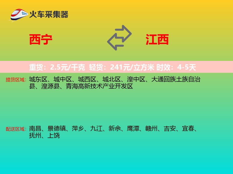 西宁到江西长途搬家