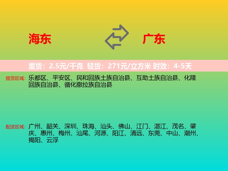 海东到广东长途搬家