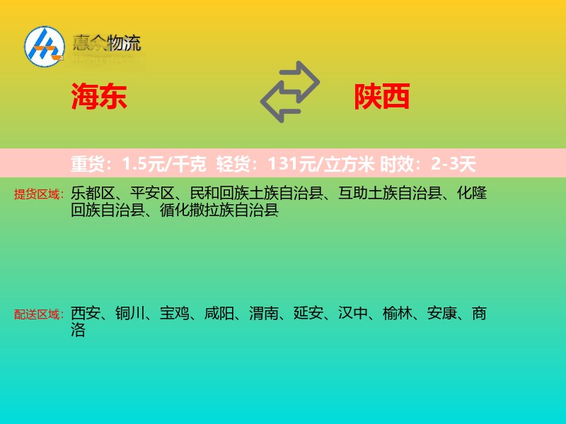 海东到陕西轿车托运