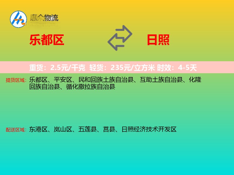 乐都区到日照物流专线