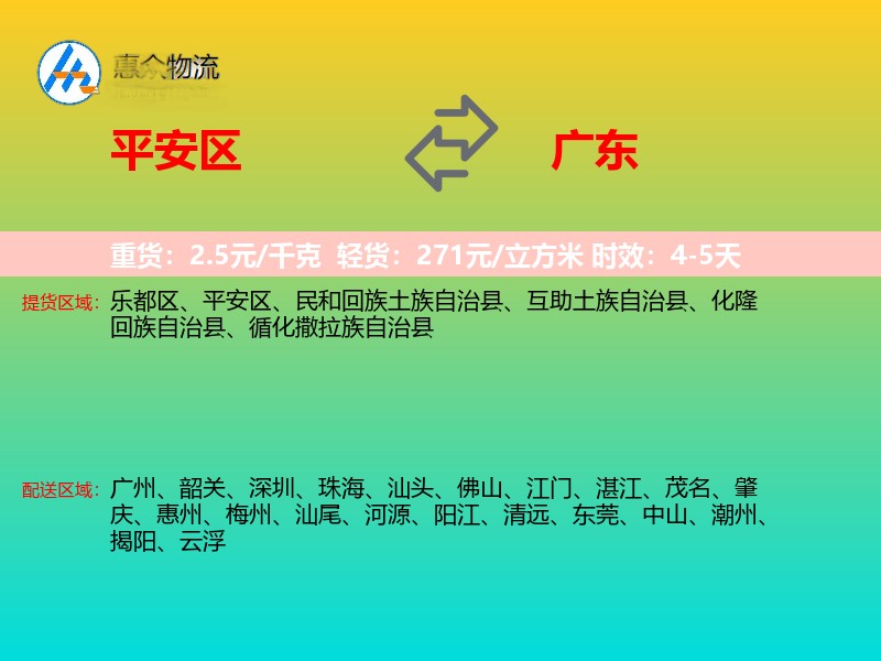 平安区到广东轿车托运