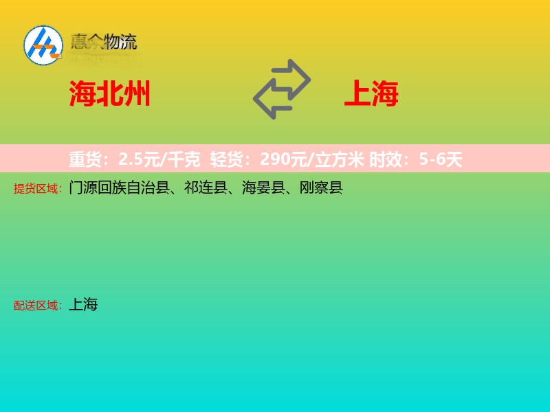 海北州到上海物流专线