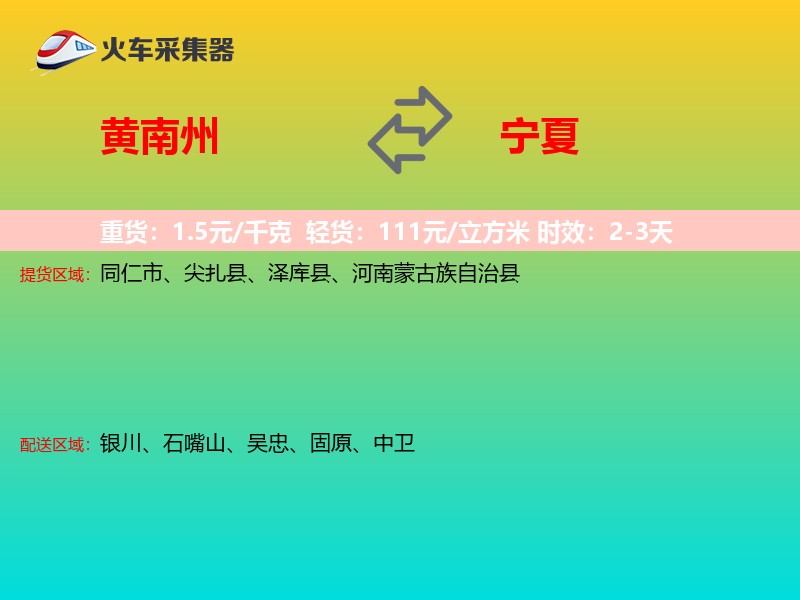 黄南州到宁夏轿车托运