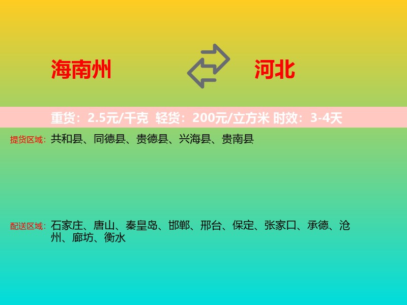 海南州到河北长途搬家