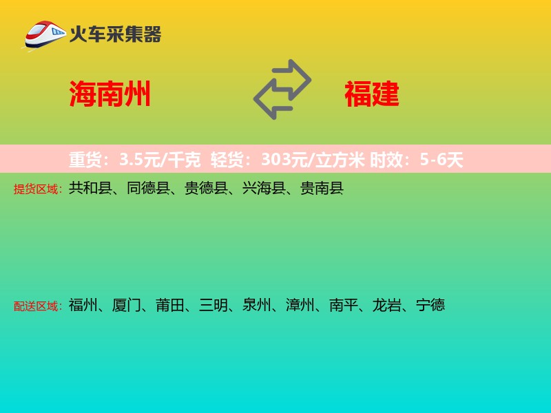 海南州到福建轿车托运