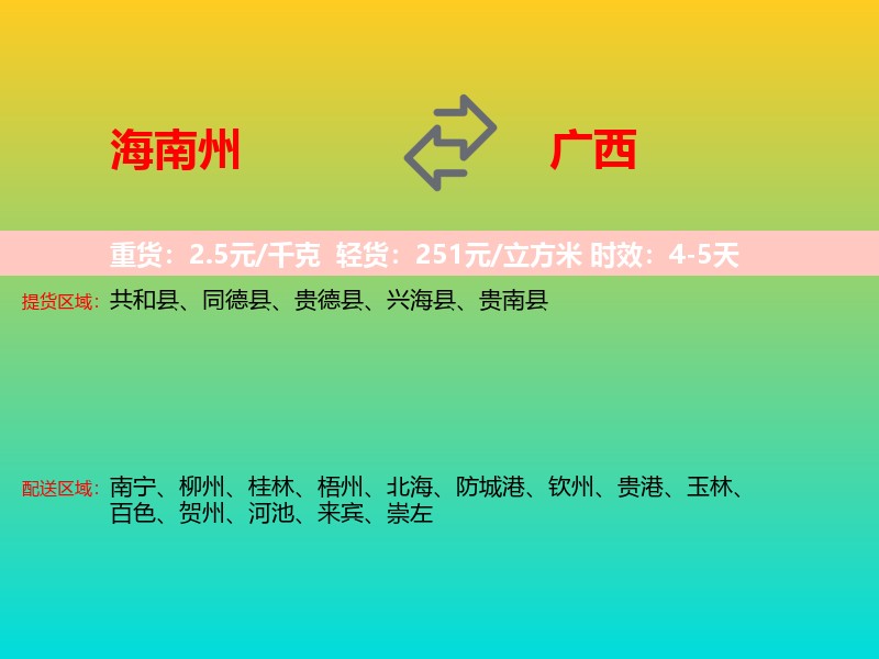 海南州到广西长途搬家
