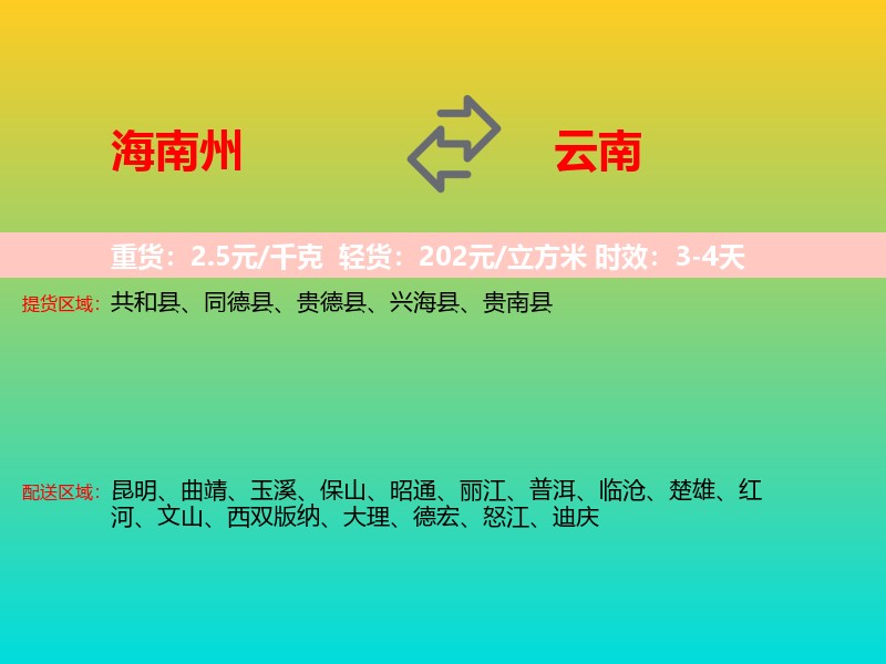 海南州到云南长途搬家