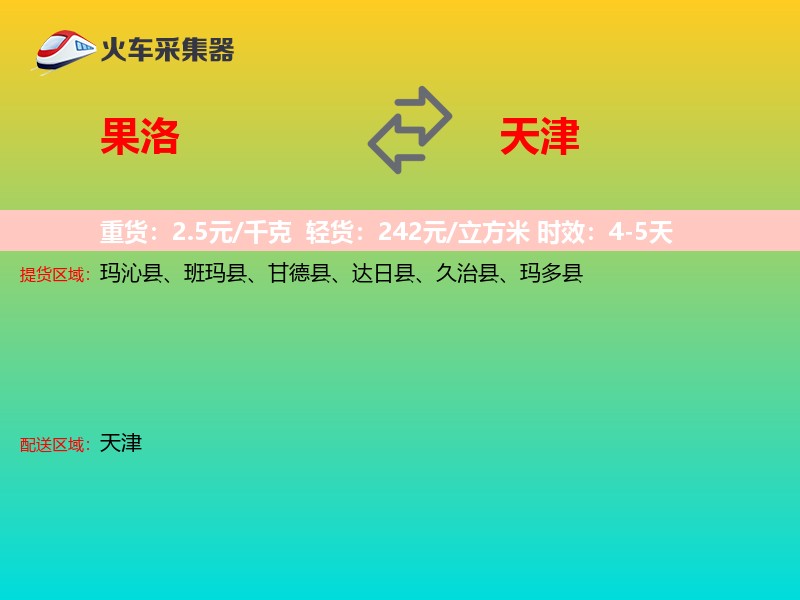 果洛到天津轿车托运
