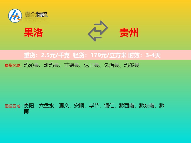 果洛到贵州轿车托运