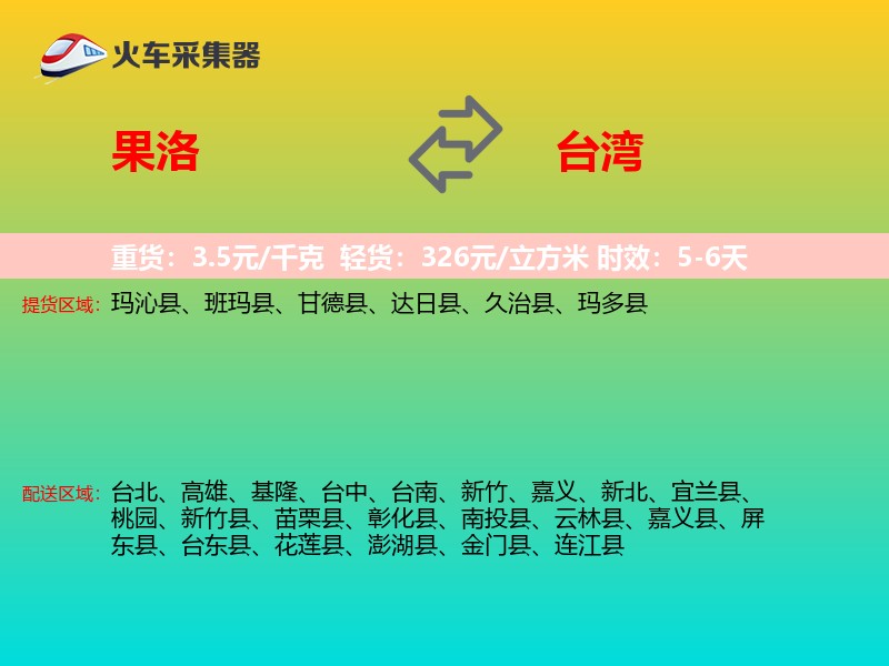 果洛到台湾轿车托运