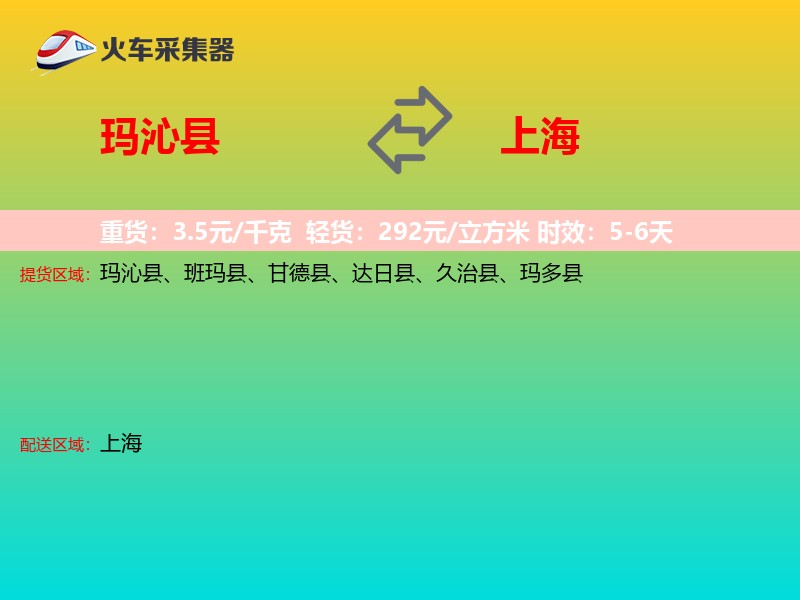 玛沁县到上海轿车托运
