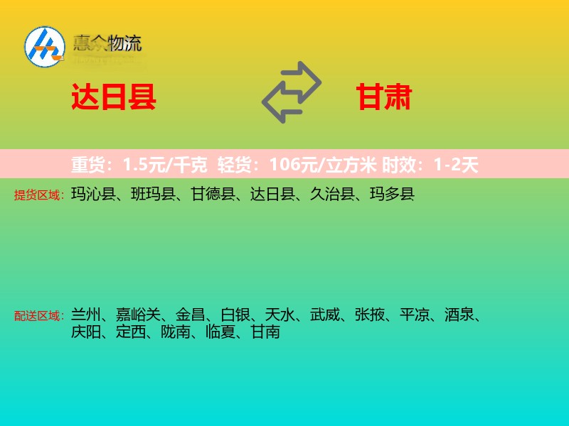 达日县到甘肃长途搬家