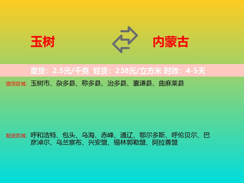 玉树到内蒙古长途搬家