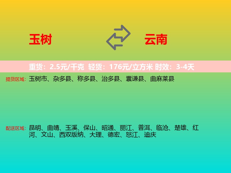 玉树到云南长途搬家