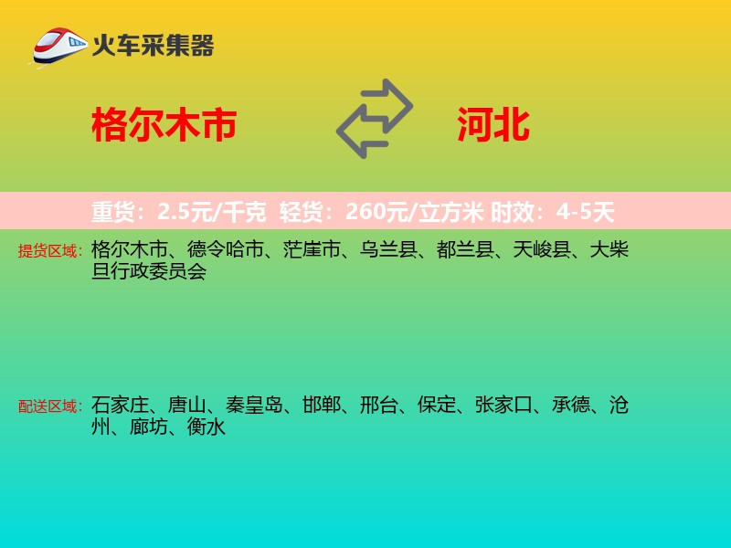 格尔木市到河北物流专线