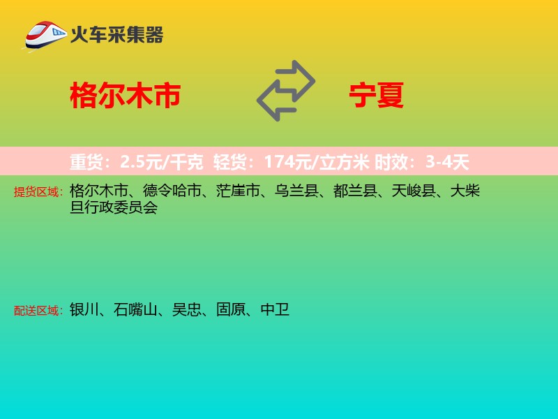 格尔木市到宁夏物流专线