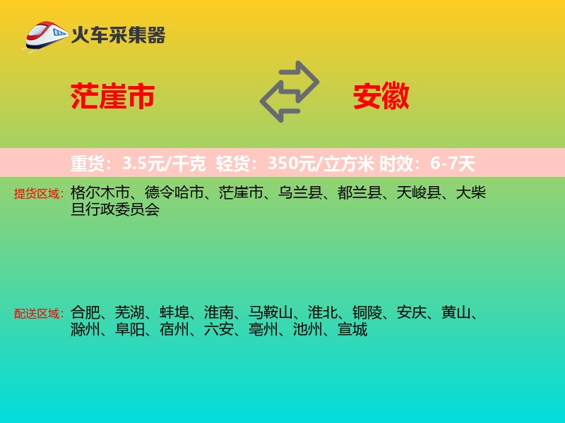 茫崖市到安徽物流专线