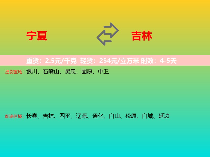 宁夏到吉林长途搬家