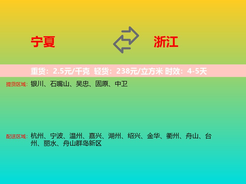 宁夏到浙江长途搬家