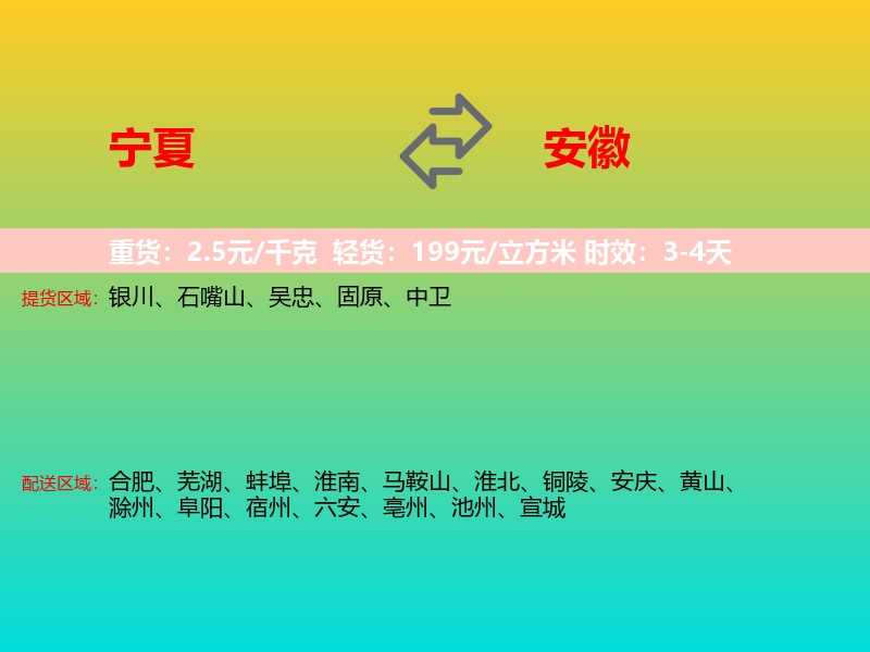 宁夏到安徽长途搬家