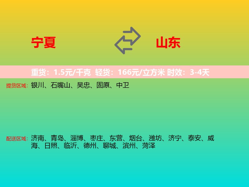 宁夏到山东长途搬家