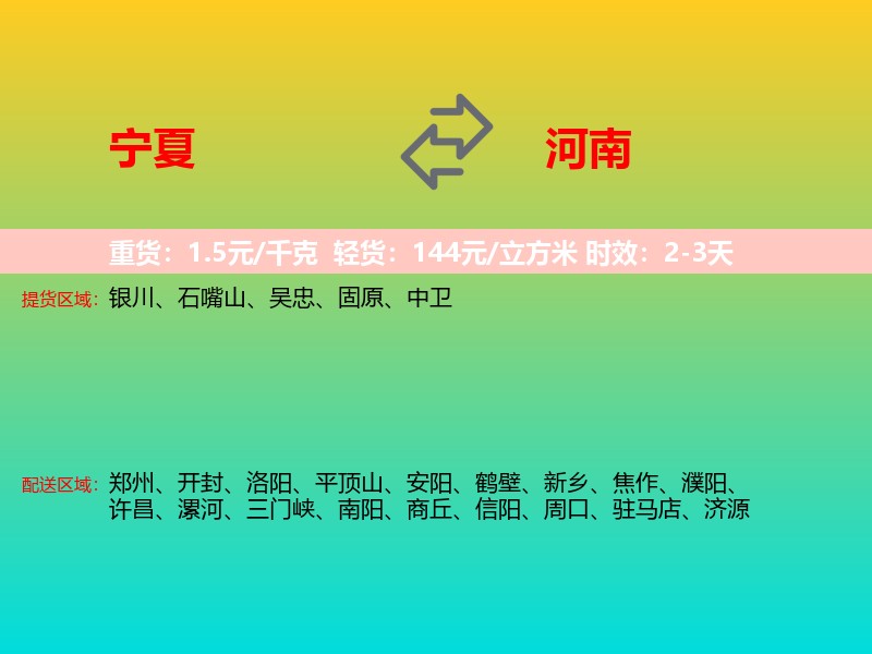 宁夏到河南长途搬家