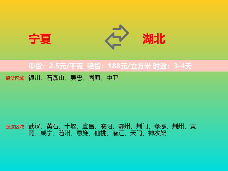 宁夏到湖北长途搬家