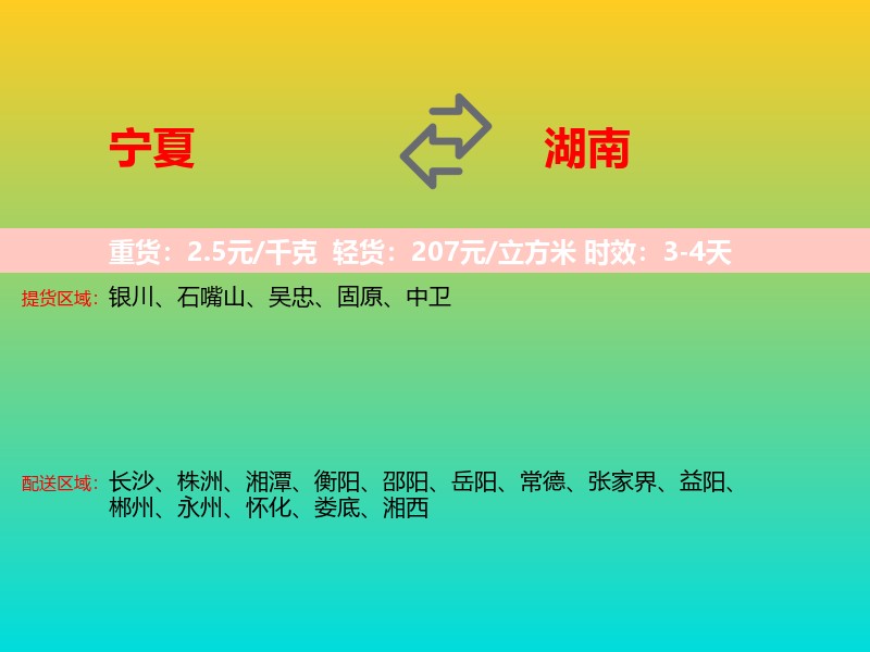宁夏到湖南长途搬家