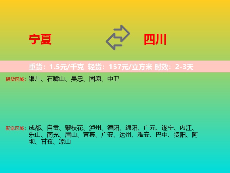 宁夏到四川长途搬家