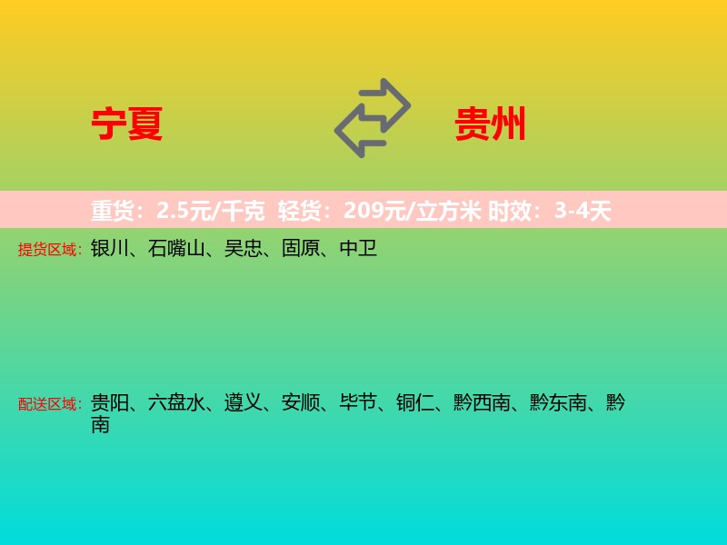 宁夏到贵州长途搬家