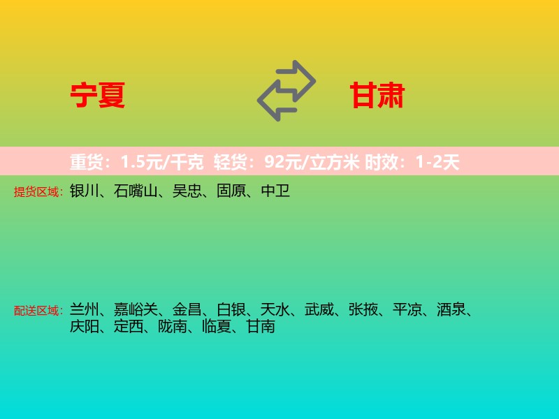 宁夏到甘肃长途搬家